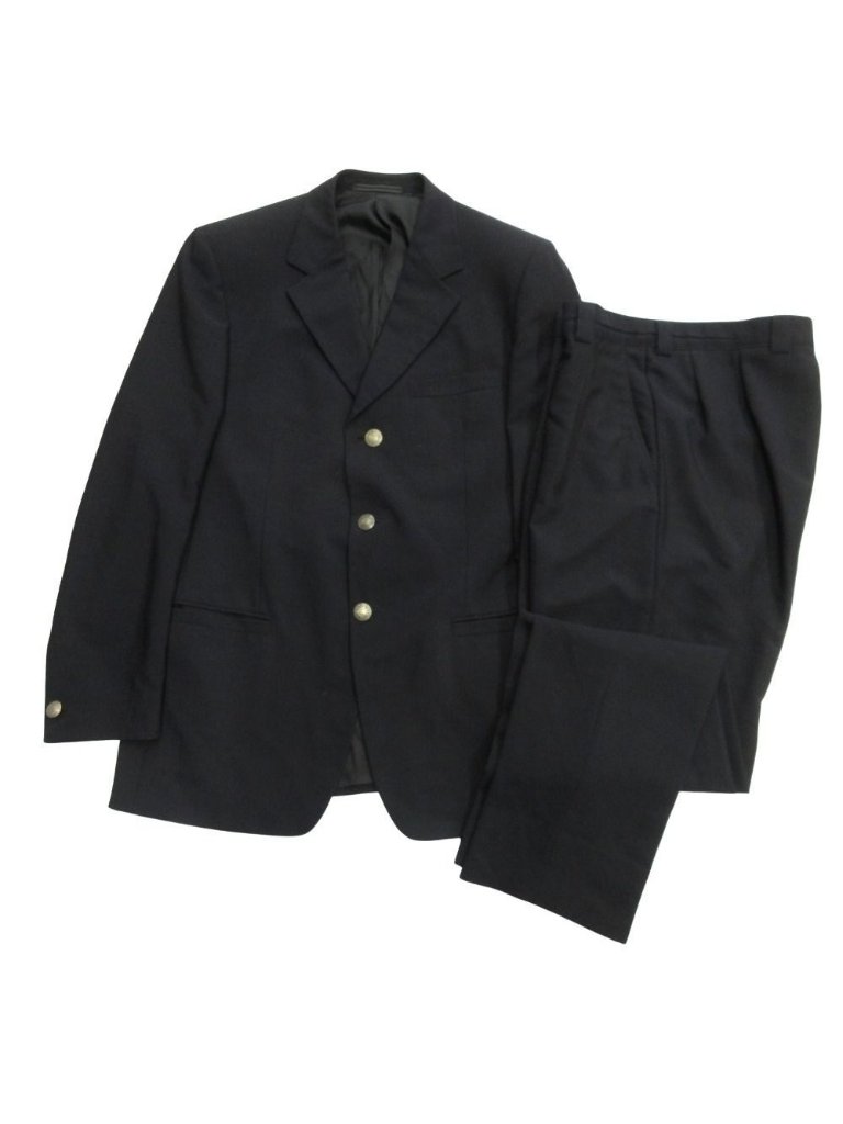 Versace Classic V2 Suit Set Greca Button Jacket Pants Vintage 50 Navy